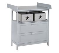 Roba Commode à langer Hamburg – 2 tiroirs, plan amovible, 2 boîtes, fixation murale – Taupe