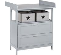 Roba Commode à langer Hamburg – 2 tiroirs, plan amovible, 2 boîtes, fixation murale – Taupe