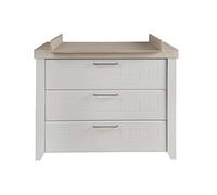 roba Commode à Langer "Helene" avec Plan Amovible - 3 Tiroirs à Fermeture Douce - Gris clair/Décor Bois (Orme Lunaire)