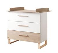 ROBA Commode à Langer 'Noah' avec Tiroirs - Convertible - Blanc / Chêne Tristan
