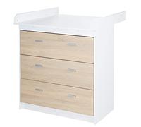 Commode À Langer Roba Gabriella - 3 Tiroirs - Bicolore - Marque Roba - Aspect Bois De Chêne - Blanc Blanc