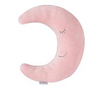 roba Coussin Décoratif pour Chambre d'Enfant en Forme de Lune roba Style - 30 x 25 cm - Oreiller Bébé en Peluche - Visage Souriant Brodé - Rose Pastel