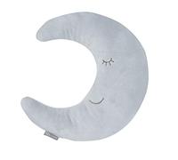 roba Coussin Décoratif pour Chambre d'Enfant en Forme de Lune roba Style - 30 x 25 cm - Oreiller Bébé en Peluche - Visage Souriant Brodé - Bleu Clair