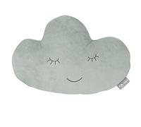 roba Coussin Décoratif pour Chambre d'Enfant en Forme de Nuage roba Style - 32 x 19 cm - Oreiller Bébé en Peluche - Visage Souriant Brodé - Vert Givré