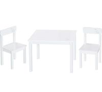 roba Enfants groupe de sièges 'Little Stars', 2 chaises d'enfants & 1 table, bois, laqué blanc, avec étoiles