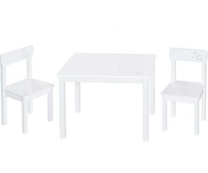 roba Enfants groupe de sièges 'Little Stars', 2 chaises d'enfants & 1 table, bois, laqué blanc, avec étoiles