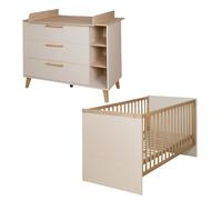 Chambre Bébé Duo Jil - Roba - Lit Évolutif 70x140 Cm Et Commode À Langer - Cashmere / Décor Châtaignier Multicolore