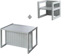 roba Ensemble de sièges de style campagnard pour enfants, 1 tabouret & un banc pour enfants transformable en table, gris