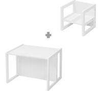 roba Ensemble de sièges de style campagnard pour enfants, 1 tabouret & un banc pour enfants transformable en table, blanc