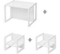 roba Ensemble de sièges de style campagnard pour enfants, 2 tabourets & un banc pour enfants transformable en table, blanc