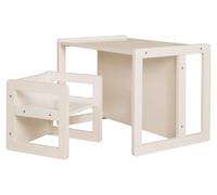 roba Ensemble Table et Chaise Réversibles pour Enfants - 3 Hauteurs d'Assise - Table Convertible en Banc - 9 Mois à 10 Ans - Bois Laqué Beige
