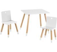 roba Ensemble de sièges pour enfants, ensemble de meubles pour enfants composé de 2 chaises d'enfants & 1 table, bois, laqué blanc