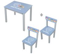 roba Ensemble de sièges pour enfants Paw Patrol - 2 chaises + table pour enfants - Ensemble de sièges / sièges avec chiens de dessins animés - bois gris / bleu