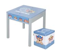 Ensemble de sièges pour enfants roba Paw Patrol - Table avec plateau réversible + tabouret pour enfants à partir de 18 mois - Sièges sur le thème de la série Chiens - Bois gris bleu