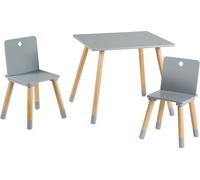 roba Ensemble de sièges pour enfants, set de meubles pour enfants, 2 chaises d'enfants & 1 table, ensemble de sièges en bois, peint en gris
