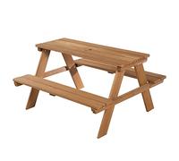 roba Ensemble de Table et Bancs avec Trou de Parasol Picnic for 4 Outdoor+ 4 Places - Bois Massif Résistant aux Intempéries - 89 x 85 cm - Supporte 100 Kg - Teinté Teck
