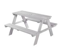 roba Ensemble de Table et Bancs avec Trou de Parasol Picnic for 4 Outdoor+ 4 Places - Bois Massif Résistant aux Intempéries - 89 x 85 cm - Supporte 100 Kg - Teinté Gris