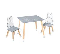 roba Ensemble Table et 2 Chaises Enfants miffy® - Pieds en Bois Massif - pour Filles et Garçons de 2 Ans et plus - Dossier en Forme d'Oreilles de Lapin - Gris / Blanc