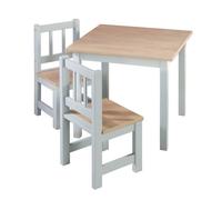 ROBA Ensemble Table + 2 Chaises Enfants Woody - Table de Jeu et d'Apprentissage - Résistants aux Rayures - Gris / Décor Bois
