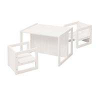 roba Ensemble Table et 2 Chaises Enfant - Réversible sur 3 Hauteurs - Style campagne - Blanc