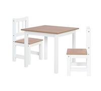 roba Ensemble Table et 2 Chaises Enfants Woody - Plateau et assises en Aspect Bois - Résistants aux Rayures - pour Filles et Garçons de 2 Ans et Plus - Blanc