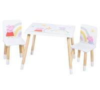 Roba Ensemble table et 2 chaises enfant Peppa Pig Pieds en bois massif Blanc/Rose/Naturel