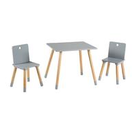 ROBA Ensemble Table + 2 Chaises Enfants en Bois Laqué Gris - 3 Pièces - Pieds en Bois Massif