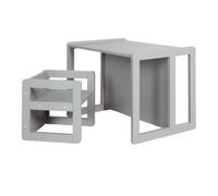 Roba Ensemble table+chaises réversibles 3 hauteurs – convertible en banc – Bois laqué gris
