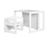 Roba Ensemble table et chaise réversibles enfants – 3 hauteurs d'assise, convertible en banc – Blanc