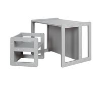 Roba Ensemble table+chaises réversibles 3 hauteurs – convertible en banc – Bois laqué gris