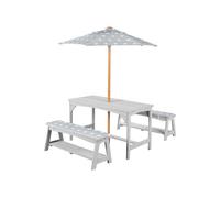 ROBA Ensemble table et chaises pour enfants avec coussin d'assise et parasol (gris)