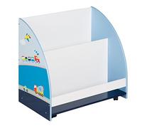 roba Étagère de Rangement pour Enfants "Racer" en Bois - 3 Compartiments - Étagère à Jouets avec Roulettes - Bleu