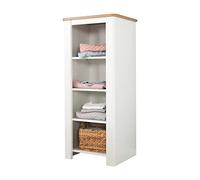roba Étagère Debout 'Ava', 4 Compartiments Ouverts, Structure Arrondie en 'Blanc', Couronne décorative dans Le décor Tendance 'Chêne Artisanal