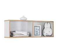 roba Étagère Murale pour Chambre Enfant Caro - Longueur 90 cm - 2 Niches - Bibliothèque Murale - Gris Clair/Décor Bois
