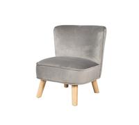 Roba – Fauteuil enfant Lil Sofa – Velours, style scandinave, pieds en bois massif – Gris
