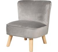 Roba – Fauteuil enfant Lil Sofa – Velours, style scandinave, pieds en bois massif – Gris
