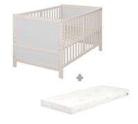 roba Lit bébé EASY SLEEP 70 x 140 cm in oins de transformation + matelas safe asleep® Roll Air - Lit à barreaux évolutif réglable en hauteur sur 3 positions