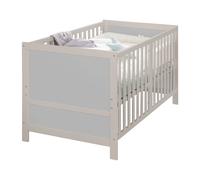 roba Lit bébé EASY SLEEP 70 x 140 cm in oins de transformation - Lit à barreaux évolutif réglable en hauteur sur 3 positions - 3 barreaux amovibles - bois naturel / gris