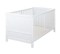 roba Lit bébé EASY SLEEP 70 x 140 cm in oins de transformation - Lit à barreaux évolutif réglable en hauteur sur 3 positions - 3 barreaux amovibles - bois laqué blanc