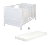 roba Lit bébé EASY SLEEP 70 x 140 cm in oins de transformation + matelas safe asleep® Roll Air - Lit à barreaux évolutif réglable en hauteur sur 3 positions