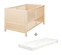 roba Lit bébé EASY SLEEP 70 x 140 cm in oins de transformation + matelas safe asleep® Roll Air - Lit à barreaux évolutif réglable en hauteur sur 3 positions