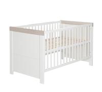 Roba Lit Bébé Évolutif 70x140 Cm - Lucy - Hauteur Ajustable À 3 Niveaux - Convertible En Lit Junior - Blanc Canadien / Effet Bois Blanc