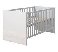 ROBA Lit Bébé Évolutif 70x140 cm - Maren 2 - Réglable en Hauteur - Convertible en Lit Junior - Gris Clair / Chêne Blanchi