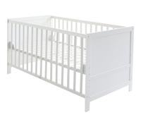 Roba Lit Bébé Évolutif 70x140 - Réglable En Hauteur - 3 Barreaux Amovibles - Coins De Transformation Inclus - Bois Blanc Blanc