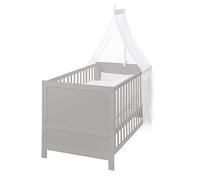 roba Lit Bébé Évolutif Complet - 70 x 140 cm - Equipement Textile au Motif d'Étoiles Inclus - Réglable en Hauteur et Convertible - Gris