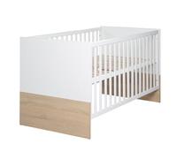 Roba Lit bébé évolutif Gabriella 70x140 cm Hauteur réglable 0 à 7 ans Blanc/décor bois