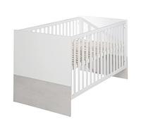 Roba Lit Bébé Évolutif Julia 70 X 140 Cm - Barreaux Amovibles - Réglable En Hauteur - Convertible - Bois Bicolore Blanc