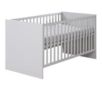 ROBA Lit Bébé Évolutif Lea en Bois - Convertible en Lit Junior - Hauteur Réglable - Gris Clair