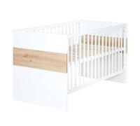 Roba Lit Bébé Évolutif Lion Réglable Sur 3 Hauteurs - 70 X 140 Cm - Convertible En Lit Junior - Blanc / Décor Bois Blanc