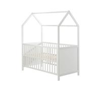 Roba Lit Bébé Cabane Évolutif 70x140 - Convertible en Canapé - Réglable en Hauteur - Blanc